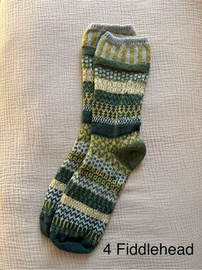 Fiddlehead Green Patterned Women’s Crew Socks